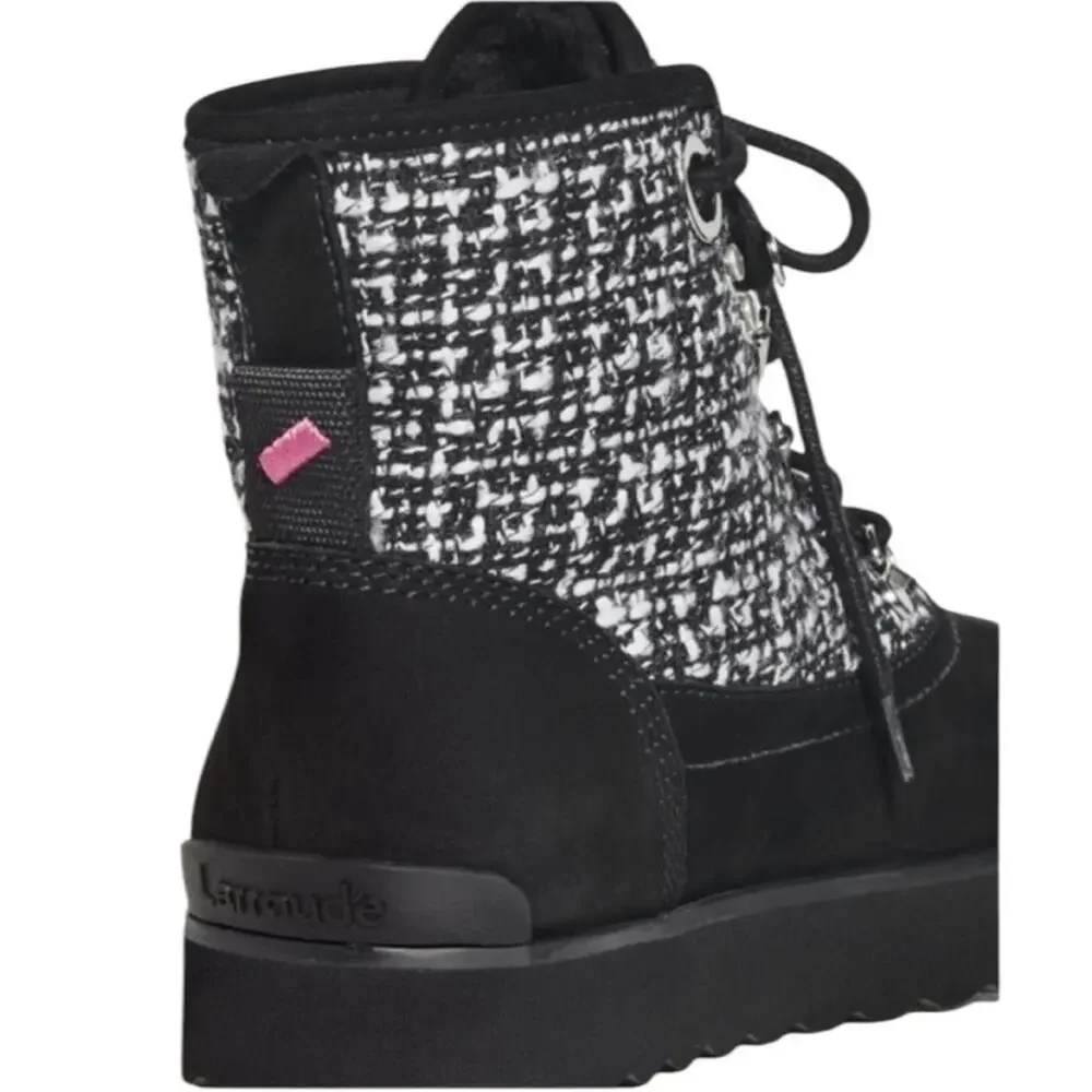 Larroude Vail Black Tweed/Suede Ankle Boots – 8.5